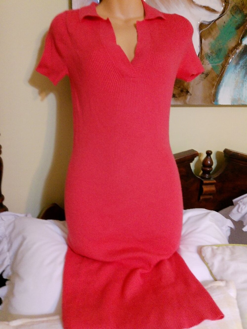 LULUS CORAL KNIT POLO DRESS GREAT CONDITION SIZE MED
